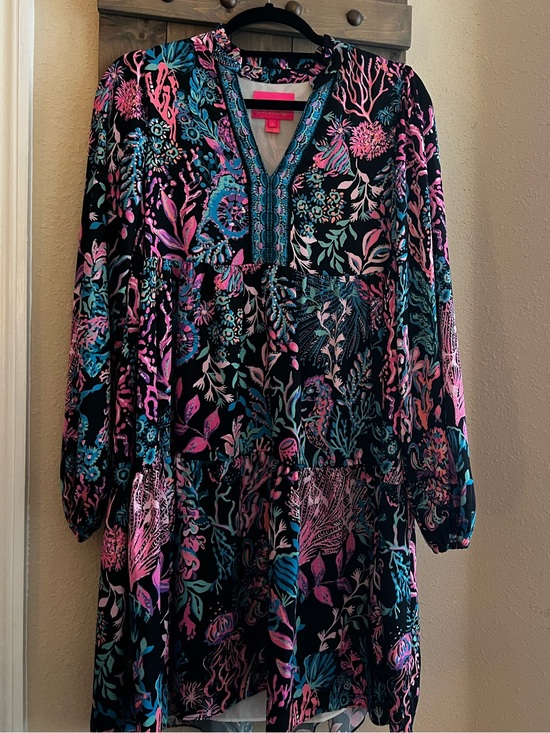Lilly Pulitzer Dresses & Skirts - Lilly Pulitzer Black Dress with Pink & Teal Floral Print